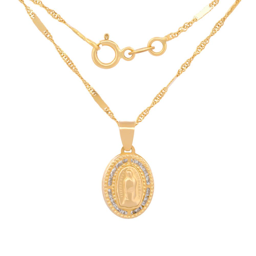 Foto 3 pulgar | Cadena Con Medalla Virgen Bautizo Oro 10k Sólido