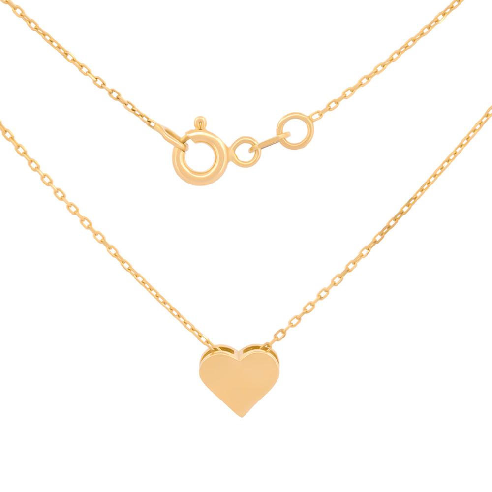 Gargantilla Dama Corazón Liso Oro Amarillo Sólido 10k