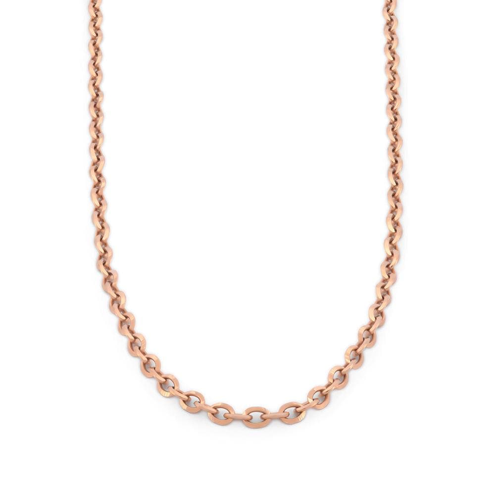 Cadena Rolo Oro Rosa Italiano Sólido 14k 45 Cm $4,761