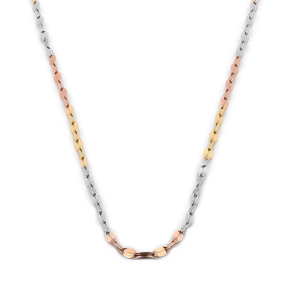 Cadena Plaquita 45 Cm 3 Oros 14k Sólido $3,681