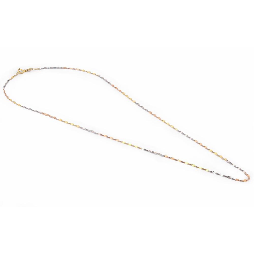 Foto 4 pulgar | Cadena Plaquita 45 Cm 3 Oros 14k Sólido
