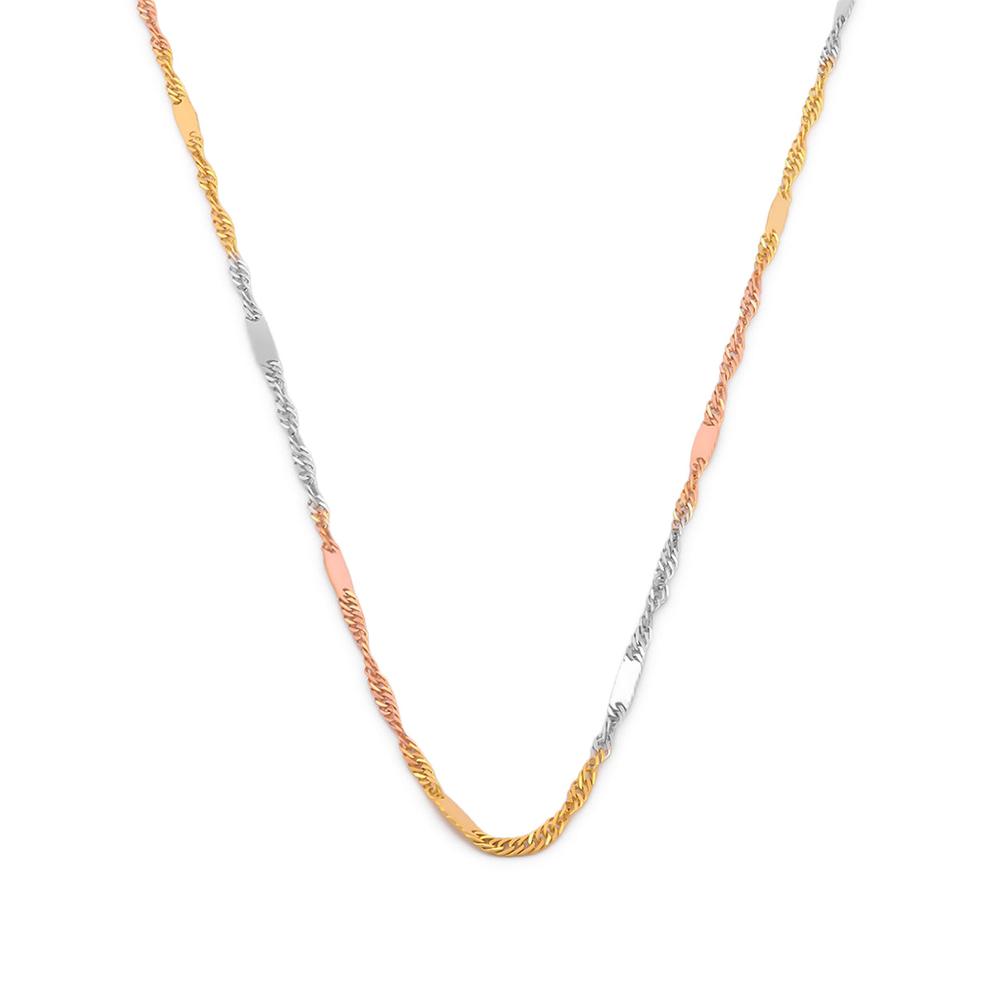 Foto 1 | Cadena Estilo Singapur Con Barrita 3 Oros Sólido 10k 40 Cm