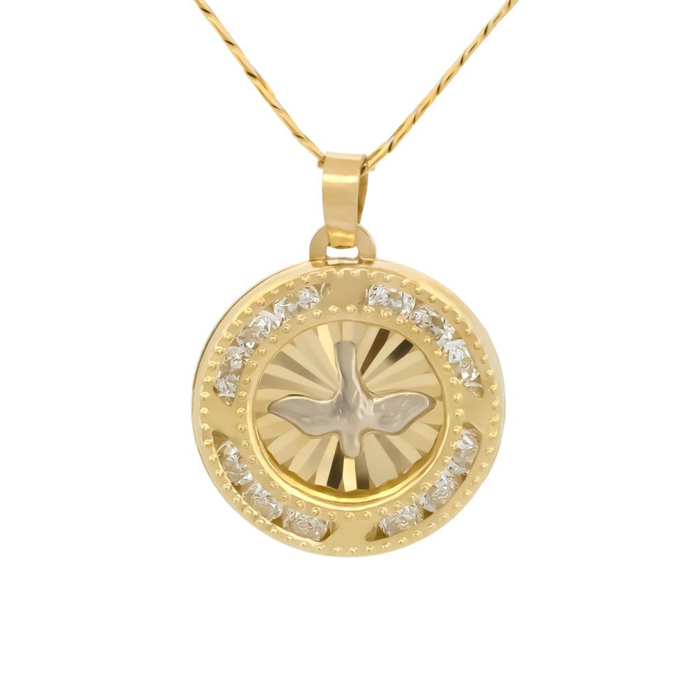 Foto 2 pulgar | Cadena Con Dije Bebe Medalla Espíritu Santo 1.2 Cm Oro 14k