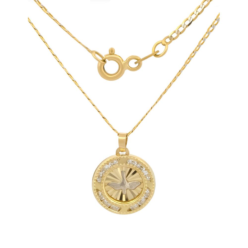 Foto 3 pulgar | Cadena Con Dije Bebe Medalla Espíritu Santo 1.2 Cm Oro 14k