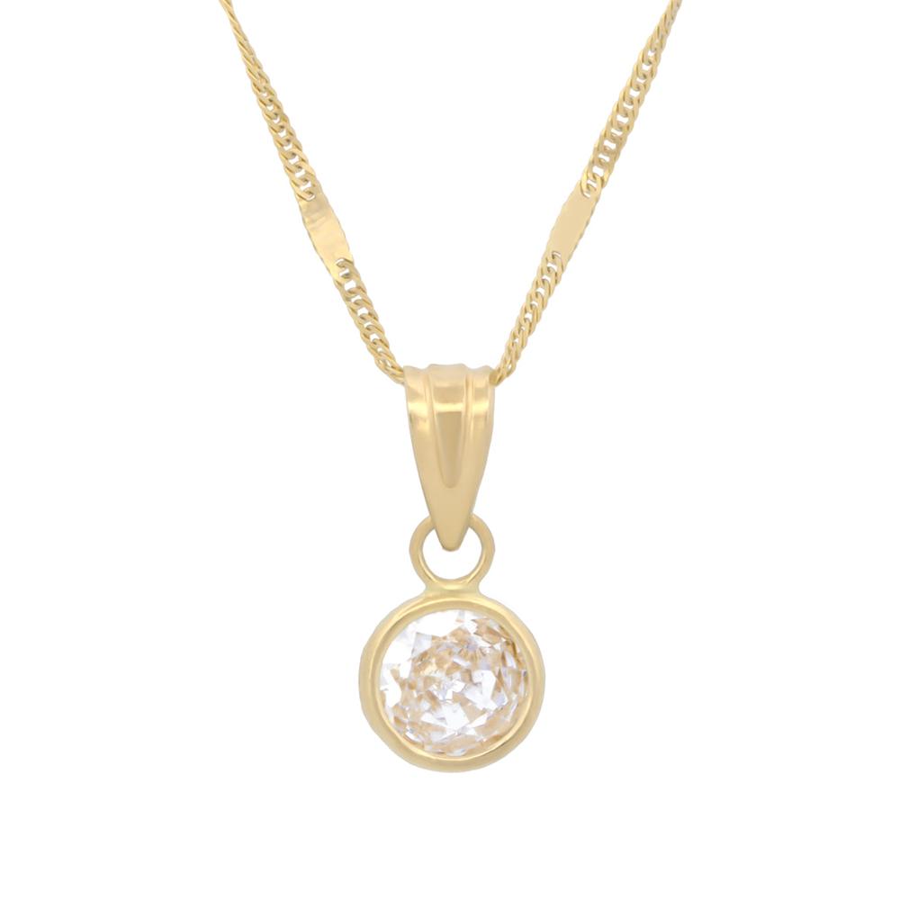 Hermosa Cadena Gargantilla Dama Piedra 6 Mm Oro Sólido 10k