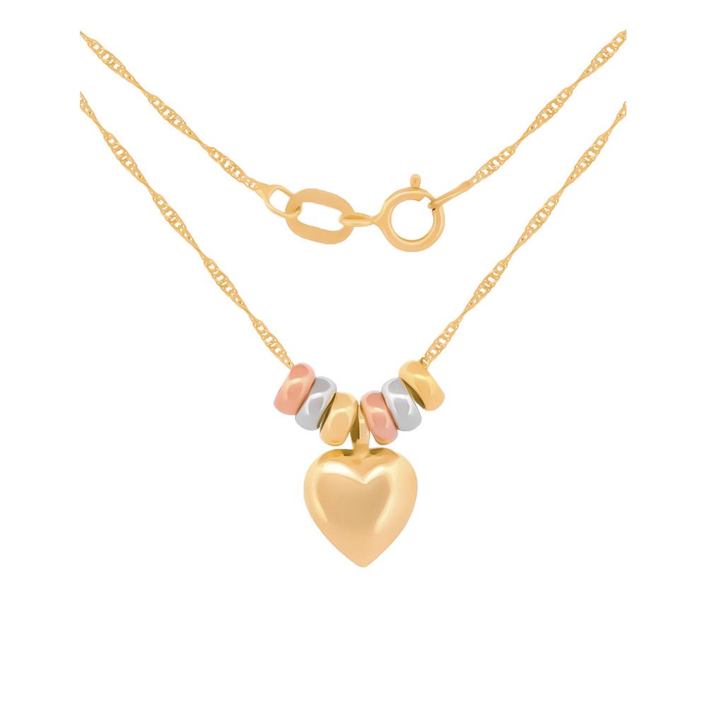 Foto 2 pulgar | Cadena Gargantilla Dama Corazón 3 Oros 14k Solido