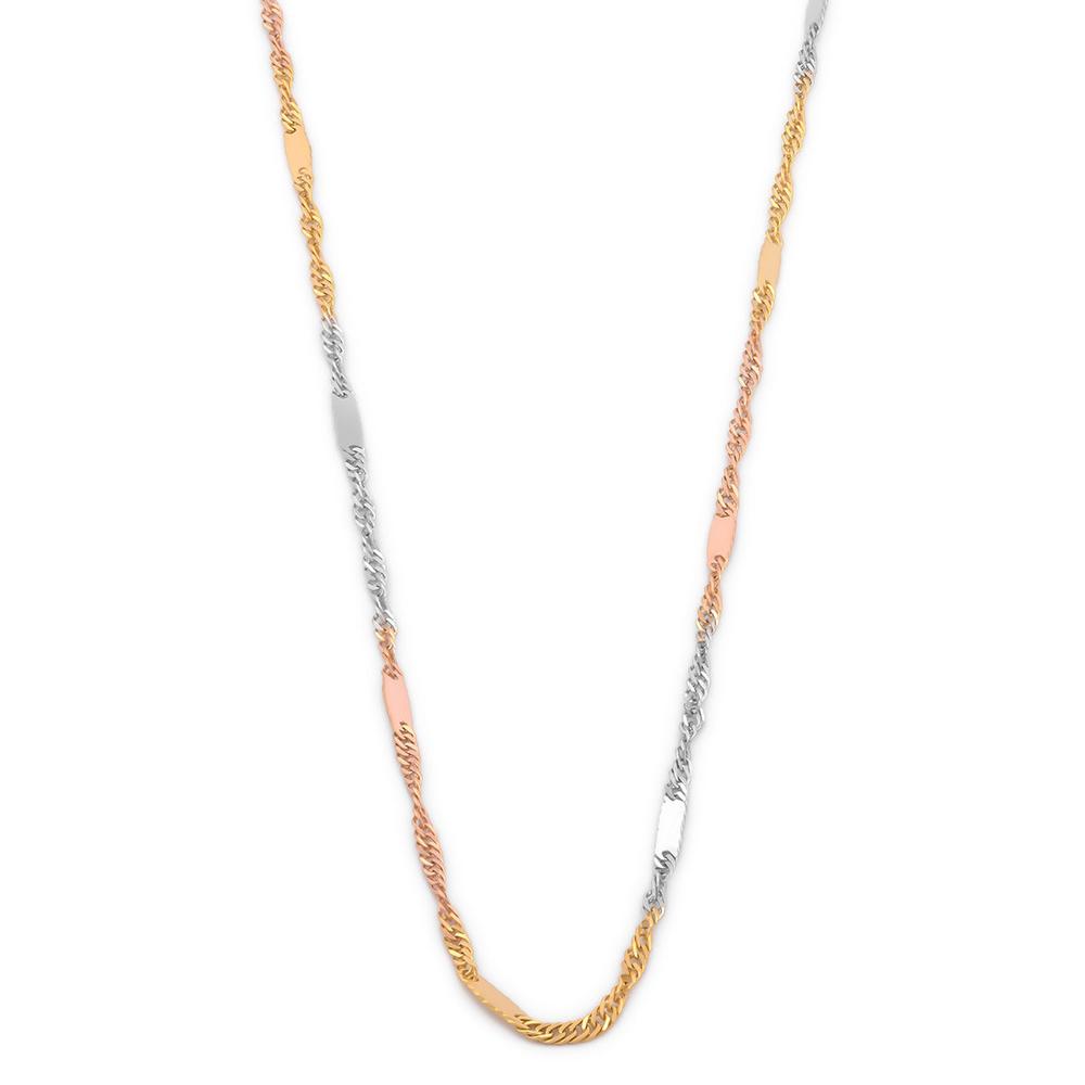 Foto 2 pulgar | Cadena Estilo Singapur Con Barrita 3 Oros Sólido 14k 45 Cm