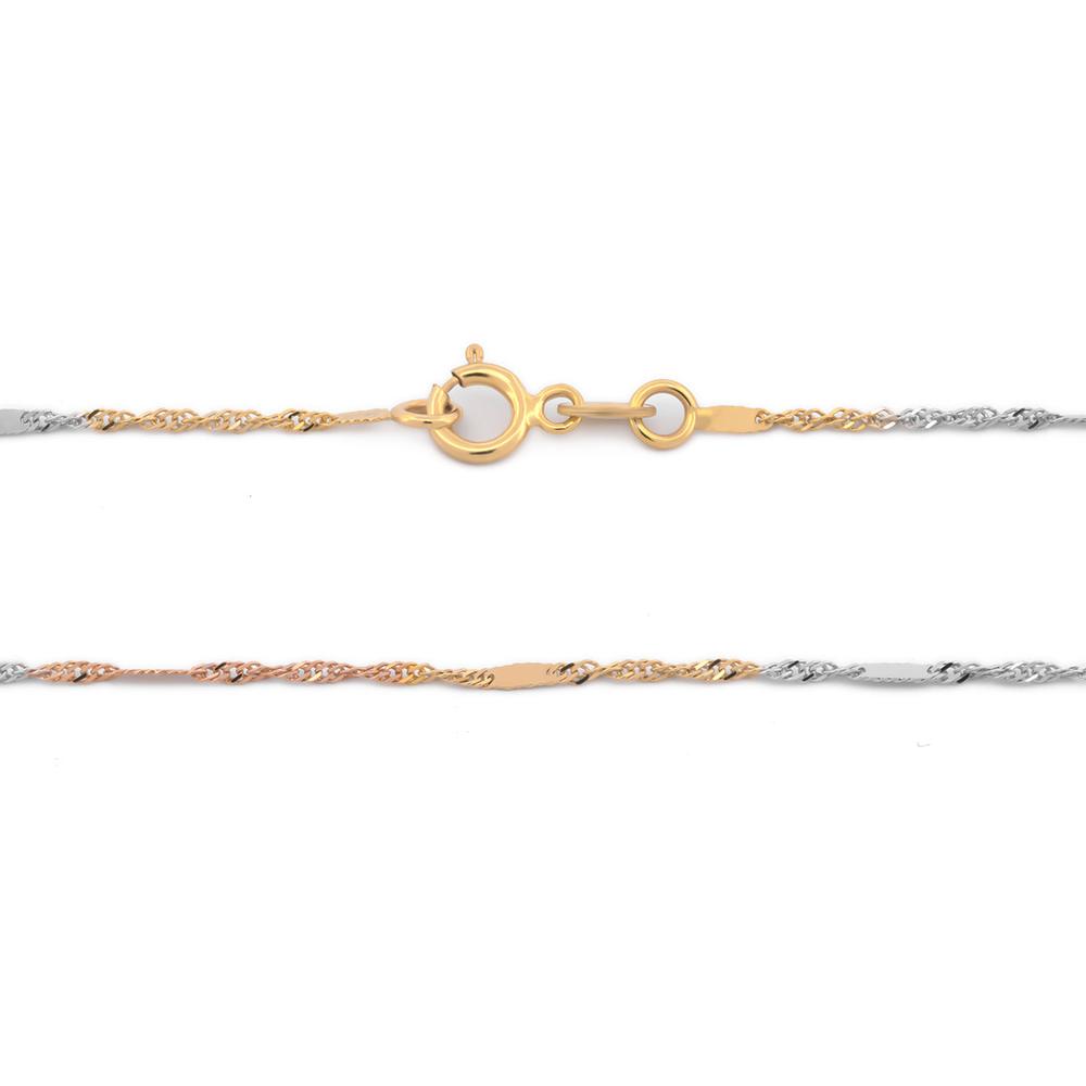 Foto 3 pulgar | Cadena Estilo Singapur Con Barrita 3 Oros Sólido 14k 45 Cm