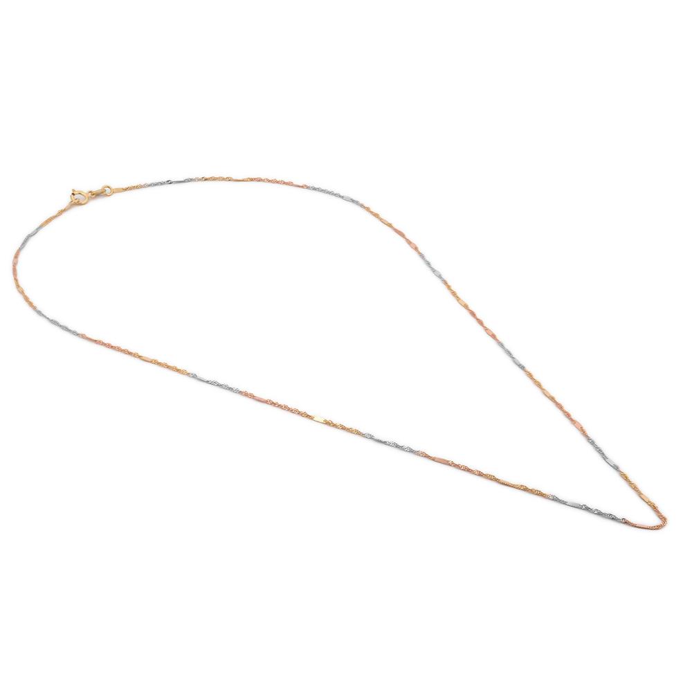 Foto 4 pulgar | Cadena Estilo Singapur Con Barrita 3 Oros Sólido 14k 45 Cm