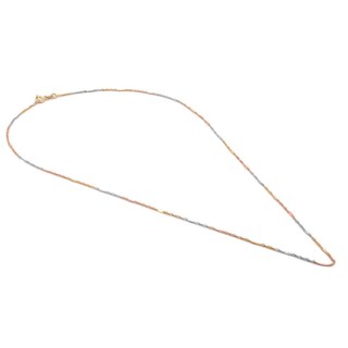 Foto 3 | Cadena Estilo Singapur Con Barrita 3 Oros Sólido 14k 45 Cm