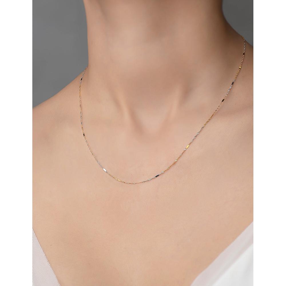 Foto 5 pulgar | Cadena Estilo Singapur Con Barrita 3 Oros Sólido 14k 45 Cm