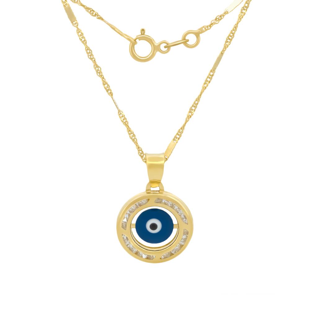 Cadena Dije Ojito Turco Color Azul Oro 10k