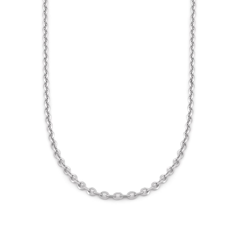 Cadena Rolo Oro Blanco Italiano Sólido 14k 45 Cm