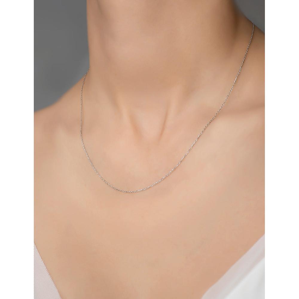 Foto 5 pulgar | Cadena Rolo Oro Blanco Italiano Sólido 14k 45 Cm