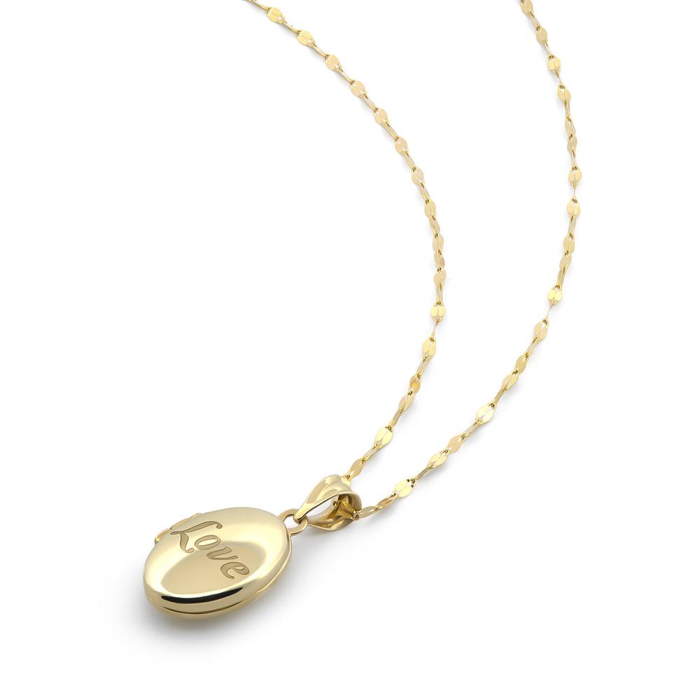 Foto 3 pulgar | Cadena Con Dije De Oval Relicario Liso 1.5 Cm Oro Sólido 14k