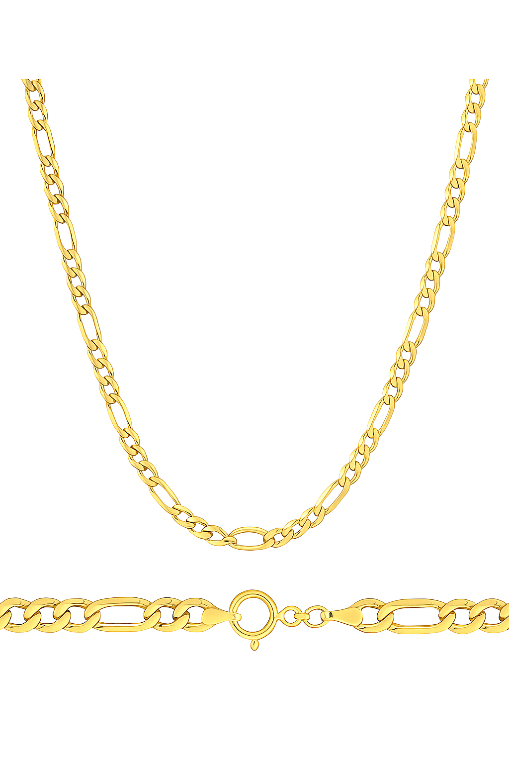 Elegante Cadena Fígaro 3x1 Oro Italiano 10k - 50cm / 3.5mm