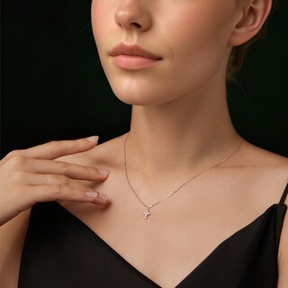 Foto 3 | Collar Chulada Cruz Pavé De Plata .925 Con Chapa De Platino Se Puede Mojar