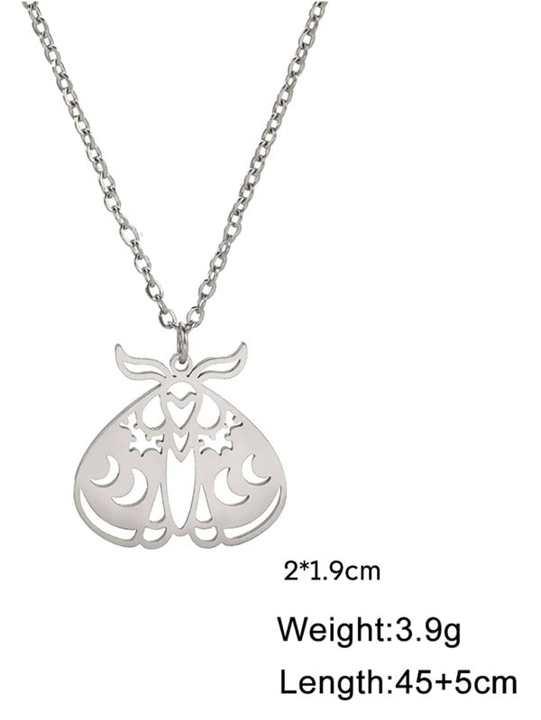 Foto 4 pulgar | Collar Shein Mystic Moth Con Colgante De Acero Inoxidable Plateado - Venta Internacional.