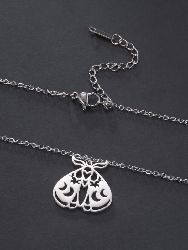 Foto 5 pulgar | Collar Shein Mystic Moth Con Colgante De Acero Inoxidable Plateado - Venta Internacional.