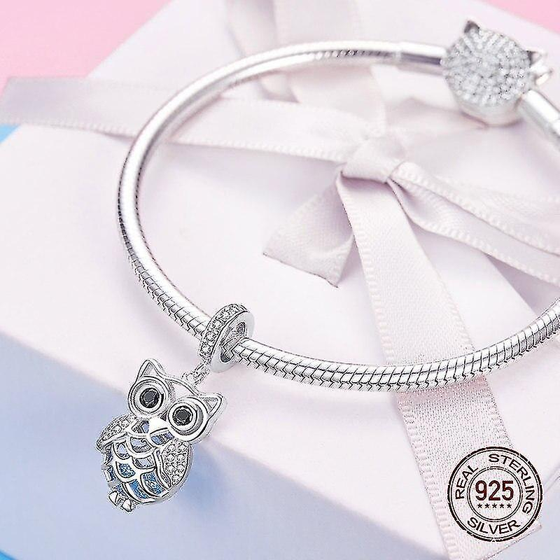 Foto 4 pulgar | Collar Con Colgante De Plata De Ley 925 Con Diseño De Búho Para Mujer - Venta Internacional.