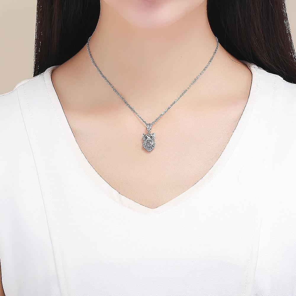 Foto 6 pulgar | Collar Con Colgante De Plata De Ley 925 Con Diseño De Búho Para Mujer - Venta Internacional.