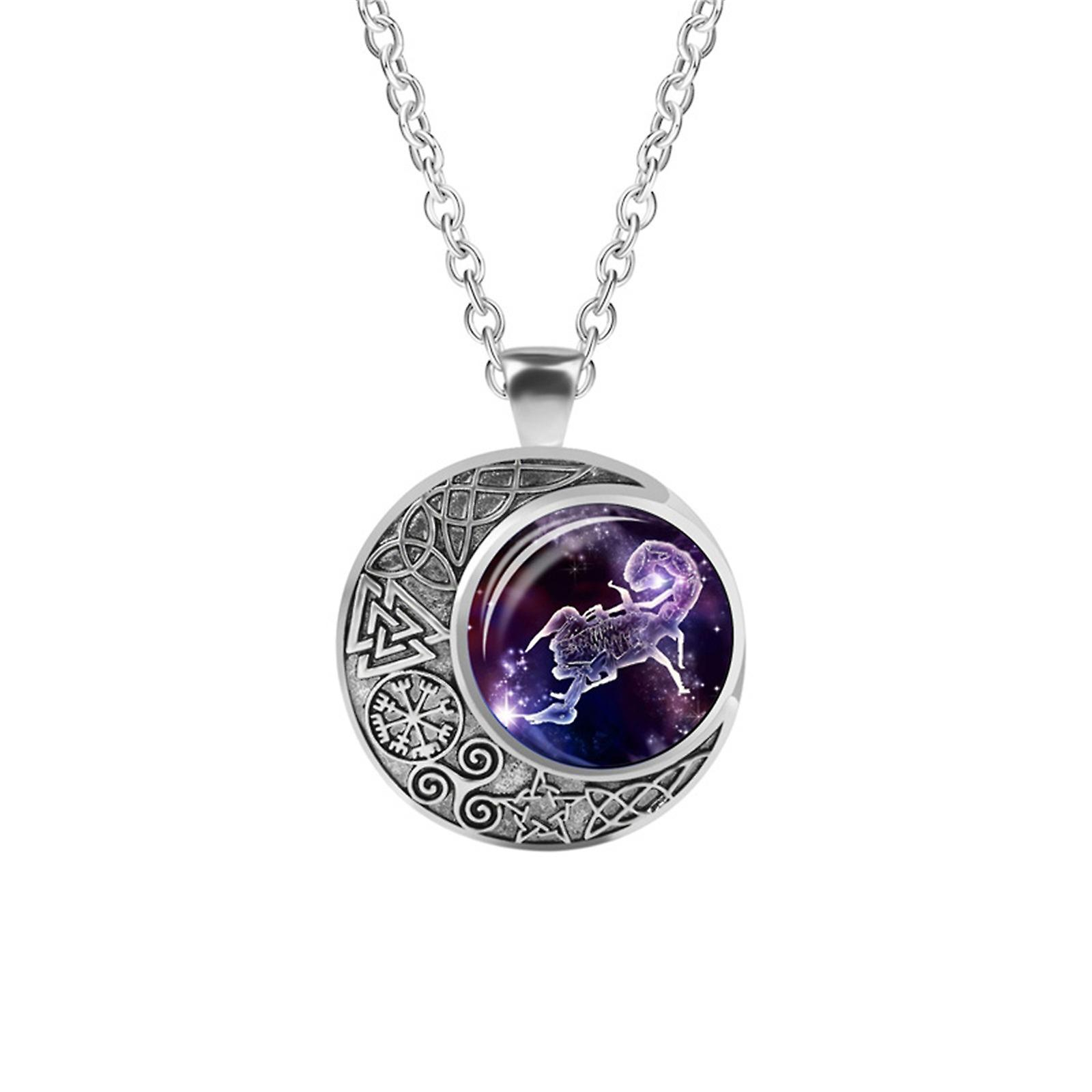Foto 2 pulgar | Collar Huoguo 12 Constellation Moon  Aleación Chapado En Plata - Venta Internacional.