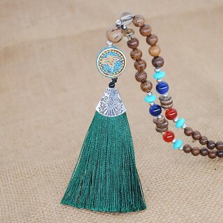 Foto 2 | Collar Huoguo Con Colgante Bohemio Con Borlas Cadena De Suéter Cuentas De Madera - Venta Internacional.