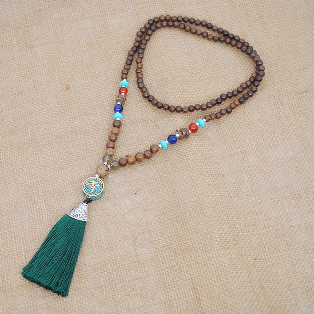 Foto 3 | Collar Huoguo Con Colgante Bohemio Con Borlas  Cadena De Suéter  Cuentas De Madera - Venta Internacional.