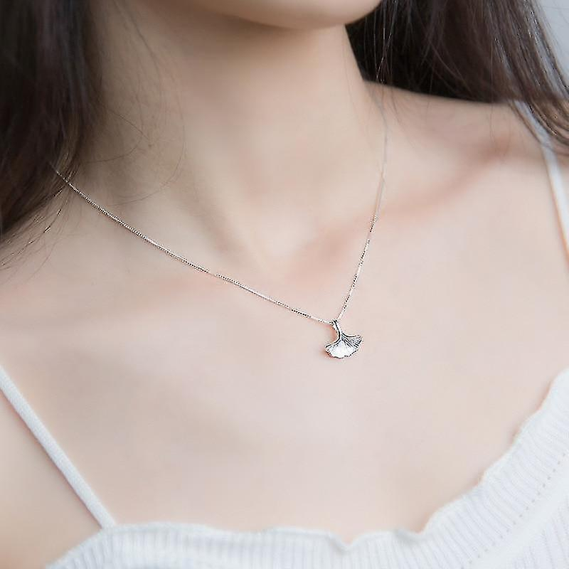 Foto 5 pulgar | Colgante Huoguo De Plata De Ley Con Forma De Hoja De Ginkgo Para Mujer - Venta Internacional.