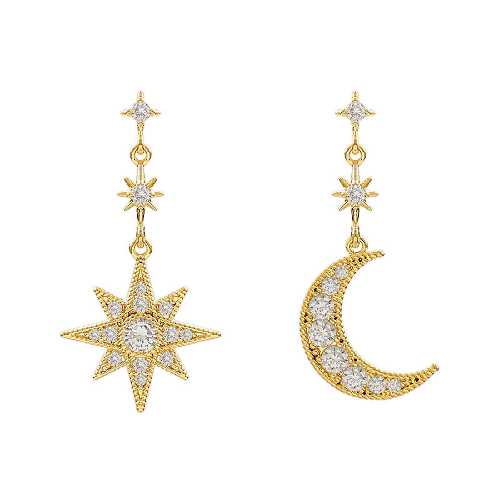 Foto 1 | Pendientes Huoguo Fashion  Luna Creciente  Aleación Asimétrica - Venta Internacional.