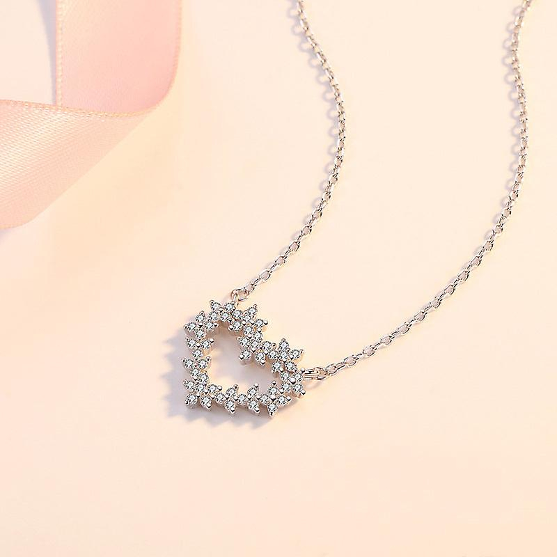 Foto 3 | Collar Huoguo Qd047 Para Mujer Chapado En Plata De Ley Con Forma De Corazón - Venta Internacional.