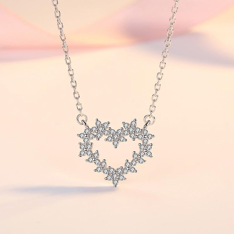 Foto 5 pulgar | Collar Huoguo Qd047 Para Mujer Chapado En Plata De Ley Con Forma De Corazón - Venta Internacional.