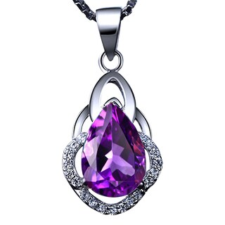 Foto 1 | Collar Huoguo Colgante De Plata Con Amatista Morada En Forma De Gota - Venta Internacional.