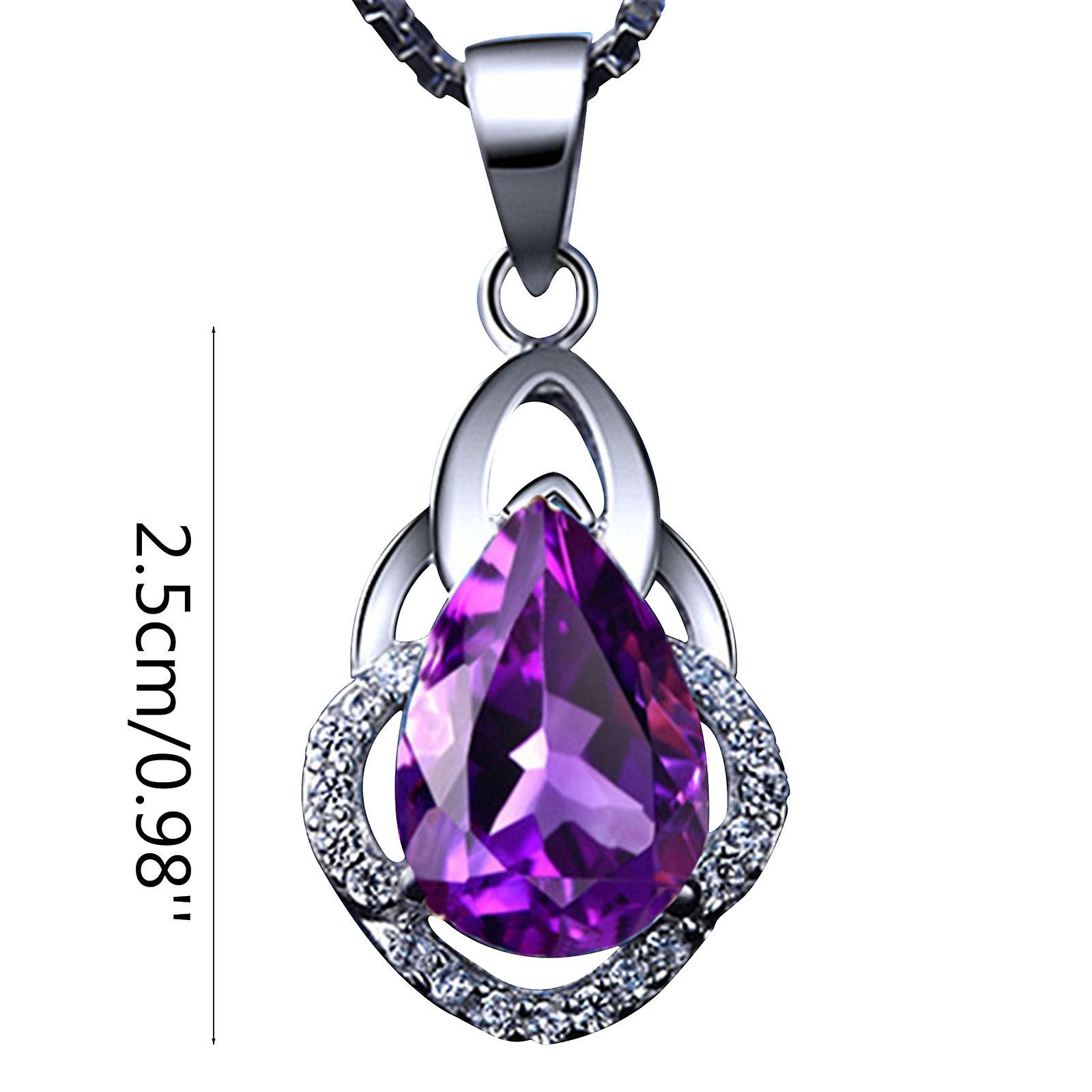 Foto 3 pulgar | Collar Huoguo Colgante De Plata Con Amatista Morada En Forma De Gota - Venta Internacional.