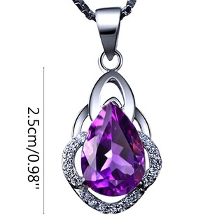 Foto 2 | Collar Huoguo Colgante De Plata Con Amatista Morada En Forma De Gota - Venta Internacional.