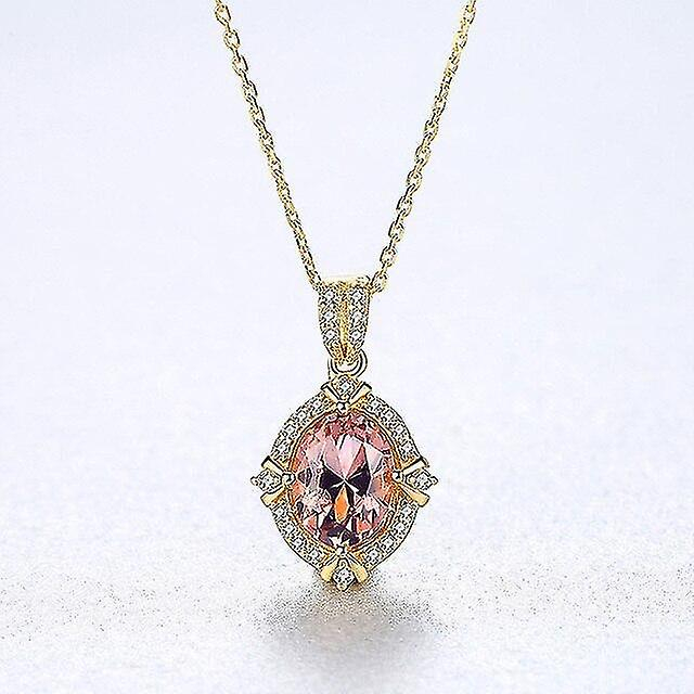 Foto 1 | Collar Con Colgante De Plata De Ley 925 Con Circonita Cúbica Rosa Para Mujer - Venta Internacional.