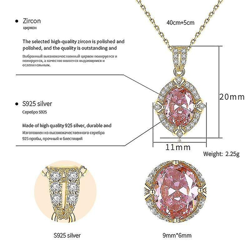 Foto 4 pulgar | Collar Con Colgante De Plata De Ley 925 Con Circonita Cúbica Rosa Para Mujer - Venta Internacional.