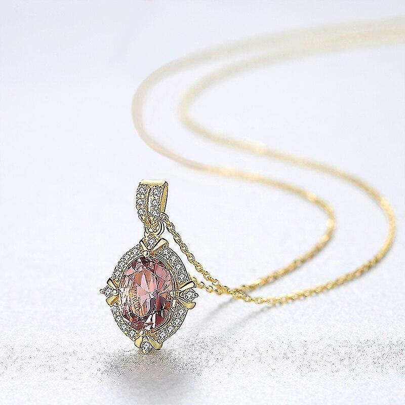 Foto 5 pulgar | Collar Con Colgante De Plata De Ley 925 Con Circonita Cúbica Rosa Para Mujer - Venta Internacional.