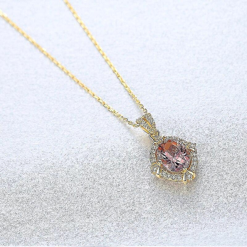 Foto 6 pulgar | Collar Con Colgante De Plata De Ley 925 Con Circonita Cúbica Rosa Para Mujer - Venta Internacional.