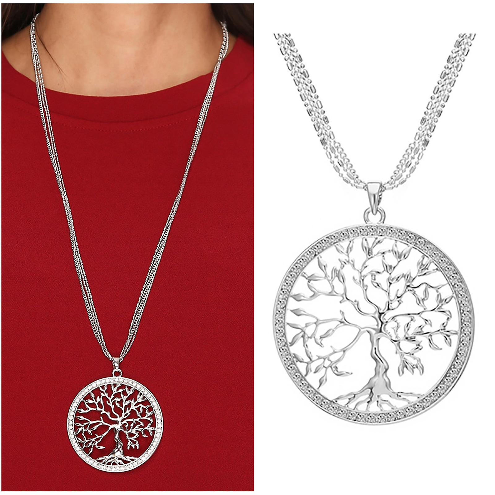 Foto 2 pulgar | Collar Con Colgante De Cristal Rosa Con Forma De Árbol De La Vida Para Mujer - Venta Internacional.