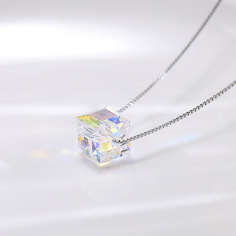 Foto 3 pulgar | Collar Huoguo Cube Sugar Crystal S925 De Plata De Ley - Venta Internacional.