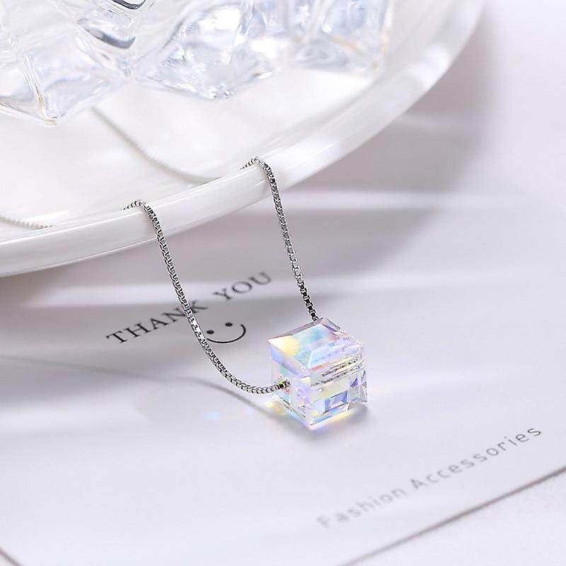 Foto 4 pulgar | Collar Huoguo Cube Sugar Crystal S925 De Plata De Ley - Venta Internacional.