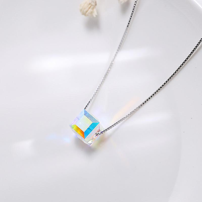 Foto 5 pulgar | Collar Huoguo Cube Sugar Crystal S925 De Plata De Ley - Venta Internacional.
