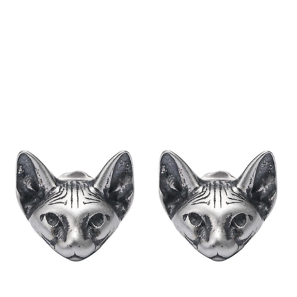 Foto 2 pulgar | Pendientes Huoguo Creative Retro Cat Chapados En Plata Para Mujer - Venta Internacional.