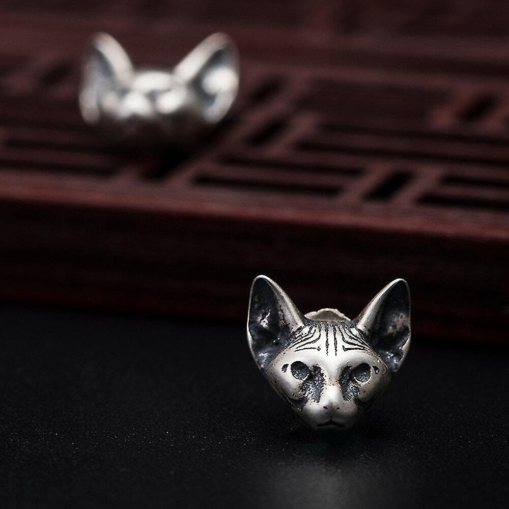 Foto 3 pulgar | Pendientes Huoguo Creative Retro Cat Chapados En Plata Para Mujer - Venta Internacional.