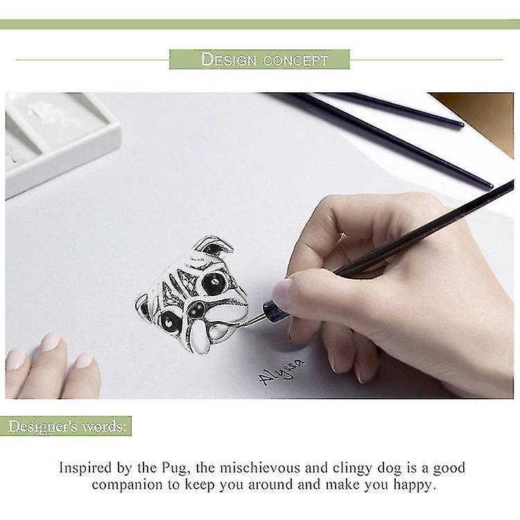 Foto 4 pulgar | Colgantes De Plata De Ley 925 Con Forma De Cabeza De Perro Pug - Venta Internacional.