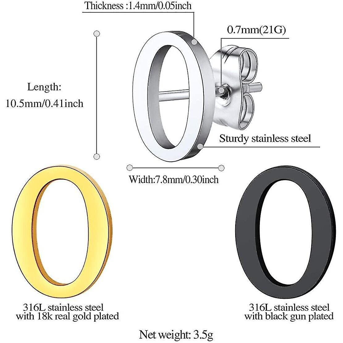 Foto 4 pulgar | Juego De Pendientes Huoguo Con La Inicial De La Letra O De Acero Inoxidable - Venta Internacional.