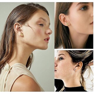 Foto 5 | Juego De Pendientes Huoguo Con La Inicial De La Letra O De Acero Inoxidable - Venta Internacional.