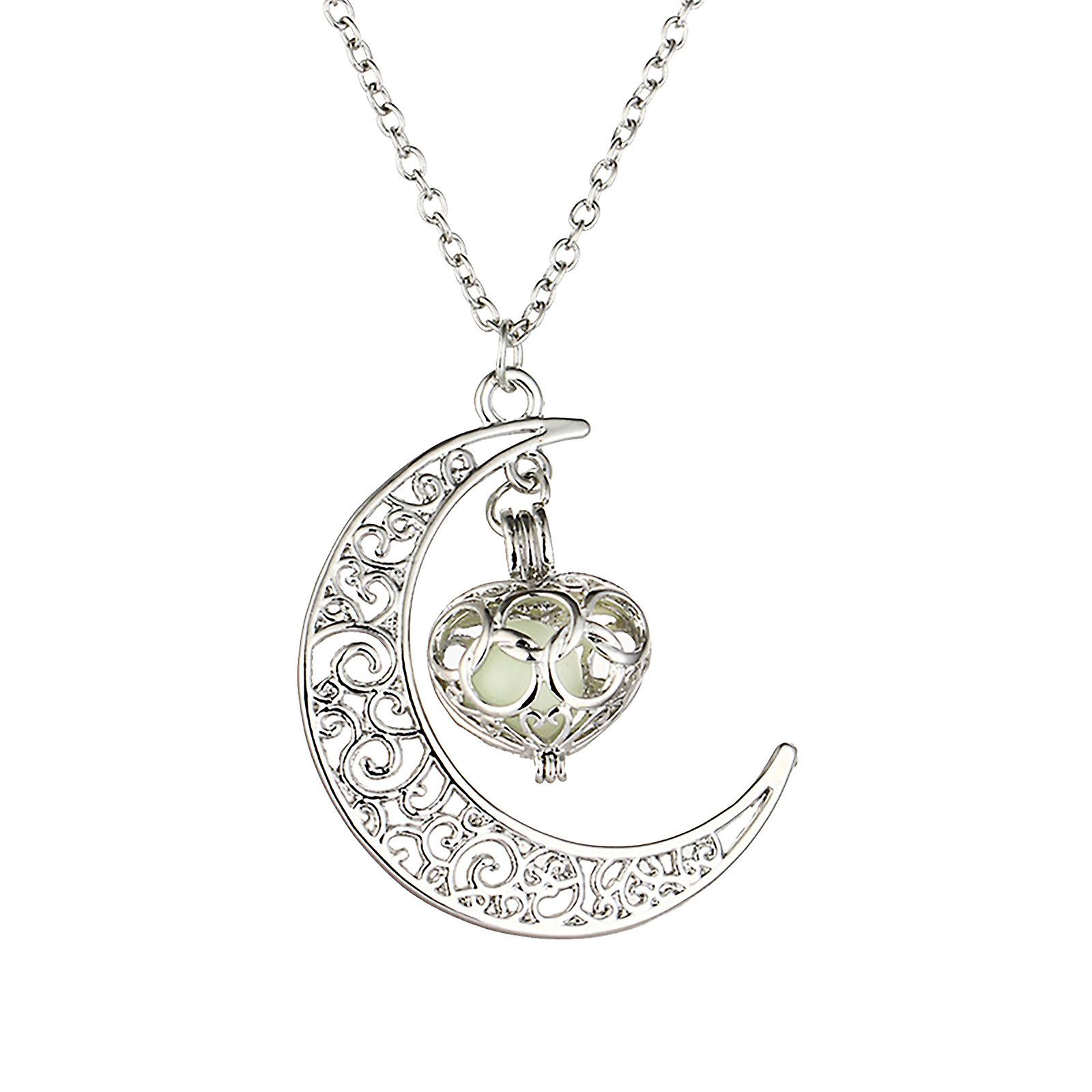 Foto 2 pulgar | Colgante Huoguo Con Forma De Corazón De Luna Hueca Y Piedra Luminosa - Venta Internacional.