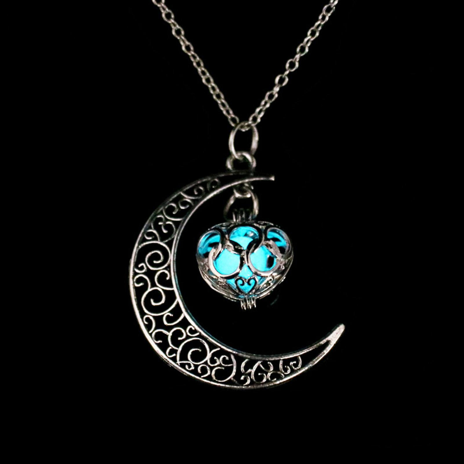 Foto 3 pulgar | Colgante Huoguo Con Forma De Corazón De Luna Hueca Y Piedra Luminosa - Venta Internacional.